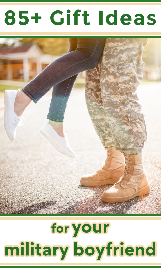 legs of person in military uniform hugging person with white tennis shoes and legs in the air.