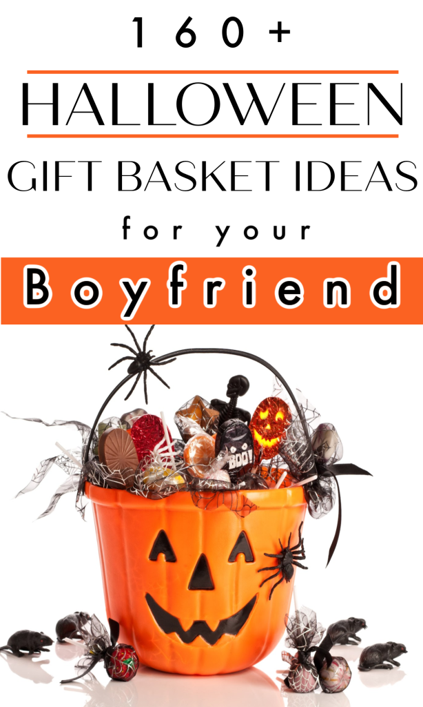 orange Halloween pumpkin basket filled with treats.