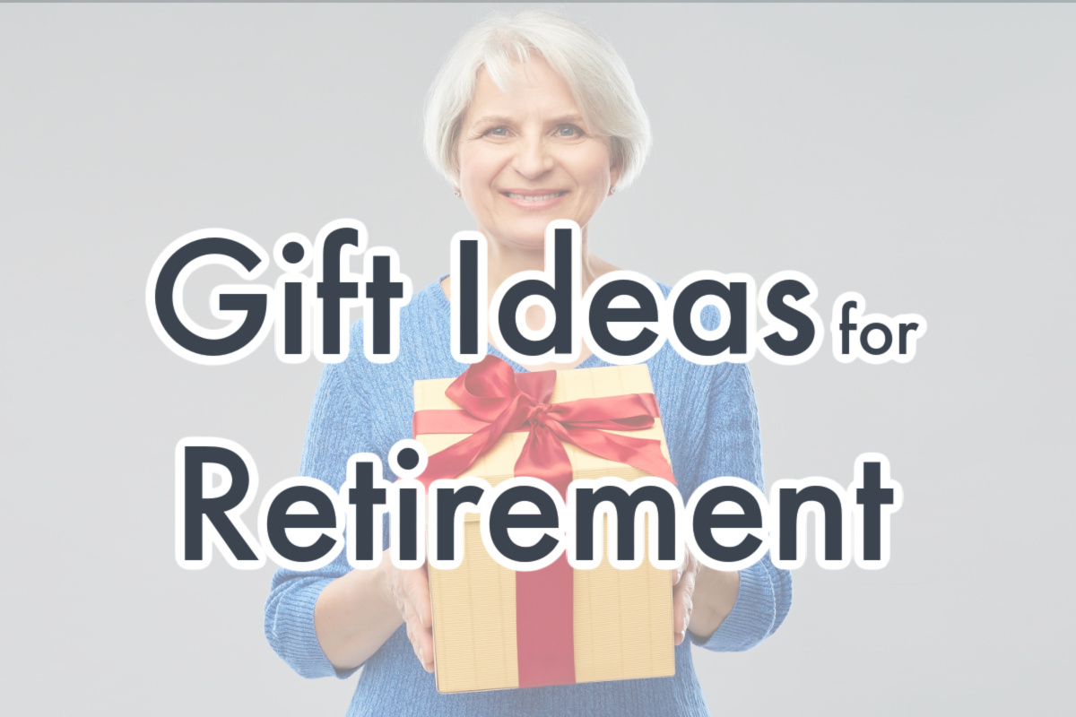 grey haired woman holding wrapped present.