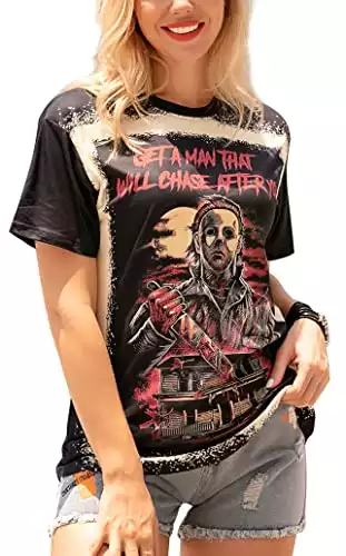 Halloween Shirt for Women Horror Scary Movies Squad