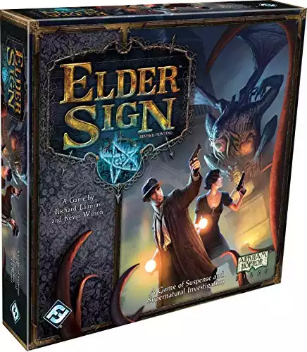 Fantasy Flight Games Elder Sign Board Game Horror Game Strategy Game Mystery Game Cooperative Dice Game for Adults and Teens Ages 14+
