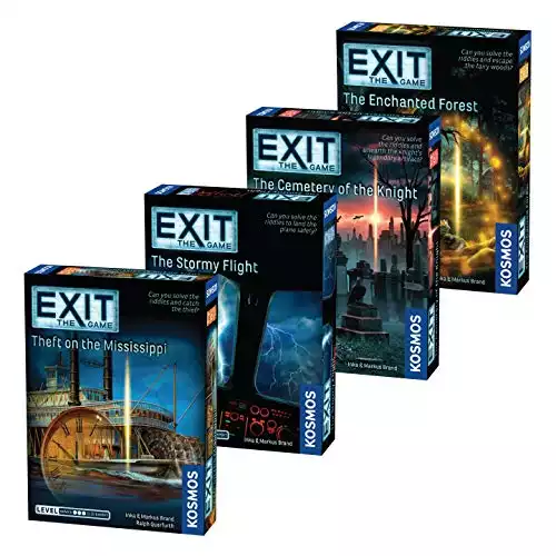 EXIT: The Game 4-Pack Escape Room Bundle | Season 4 | Theft on the Mississippi | Stormy Flight | Cemetery of the Knight | Enchanted Forest