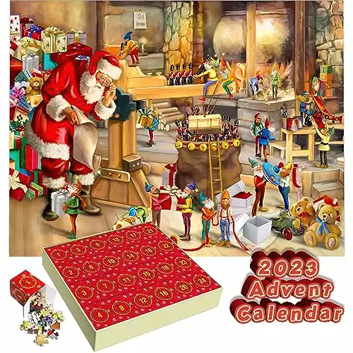 Advent Calendar 2023 Christmas Puzzles for Kids and Adults, 2023 Christmas 24 Days Countdown Calendars for Boys Girls,1008 Pieces Christmas Puzzle in 24 Boxes
