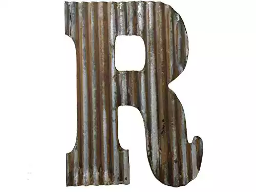 Farmhouse Rustic 24'' Wall Decor Corrugated Metal Letter R