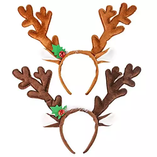 Reindeer Antlers Headband, 2PCS with Bells Cute Christmas Headband