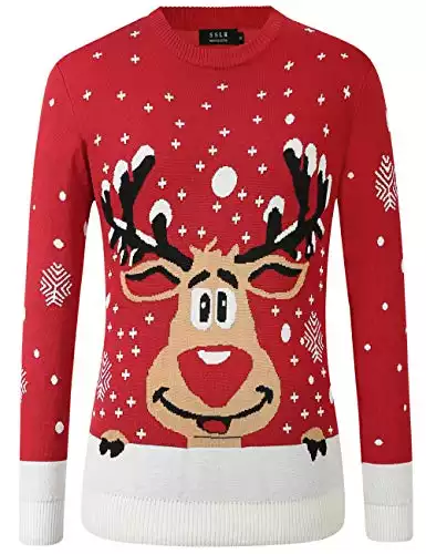 Ugly-Christmas-Sweater Reindeer Knitted Pullover