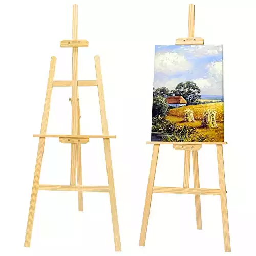 Wooden Painting Easel, Adjustable Easel for Canvas Holds up to 48"