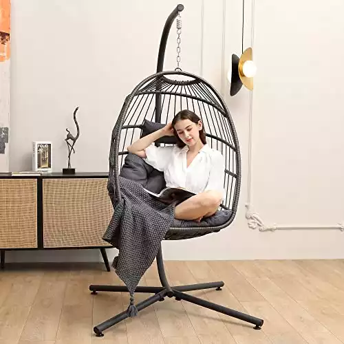 Hanging Egg Chair with Stand, 350LBS