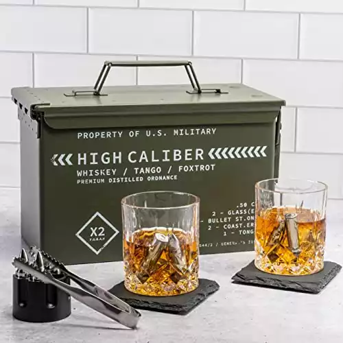 Whiskey Glasses and Whiskey Stones in Unique Tactical Box