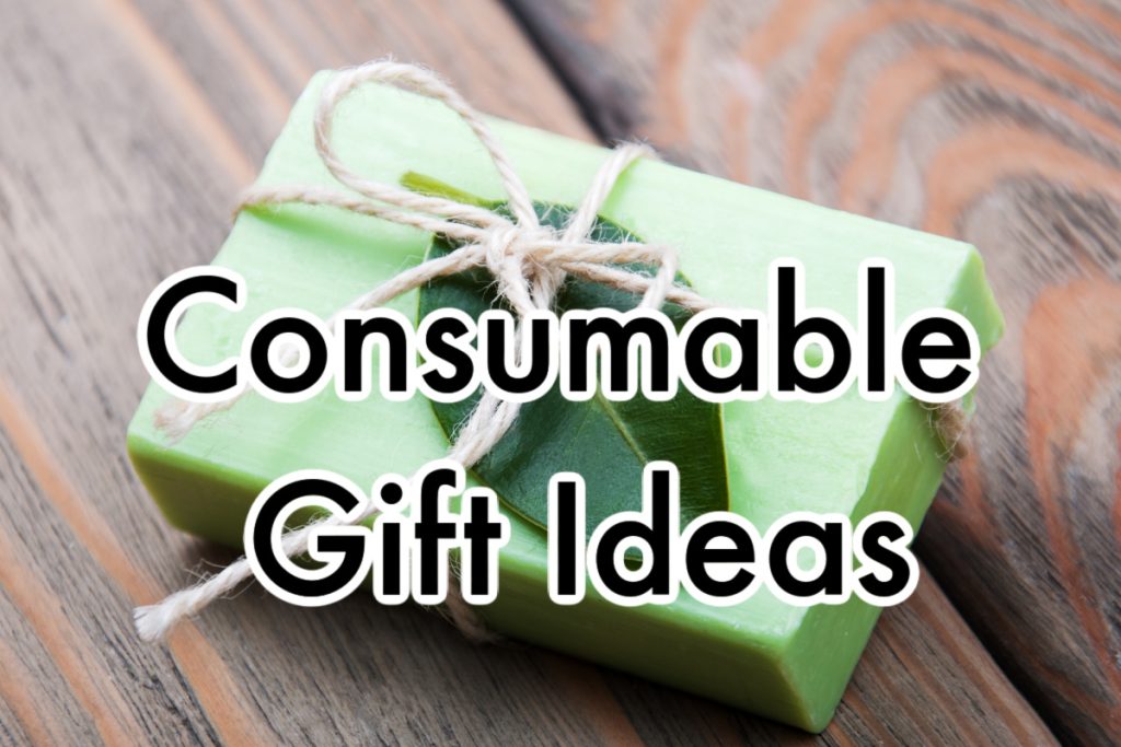 A green gift box with the words sustainable gift ideas.