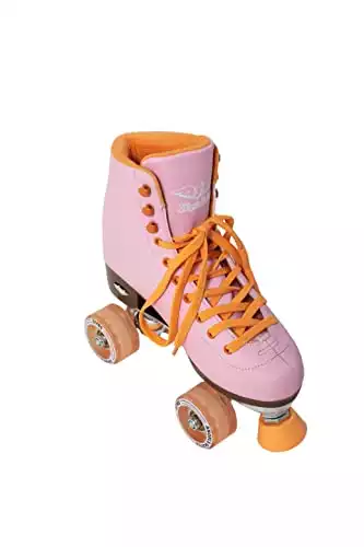 Angels Skates (2.0 Sunset Pink, 5) Kids' & Women's Roller Skates - Premium Quality PU Leather Quad Roller Skates - Non Adjustable Perfect Indoor Outdoor Girls Retro Roller Skates - 1-13 ...