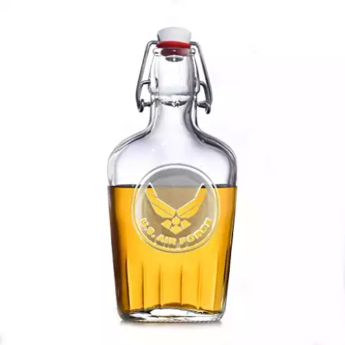 Air Force Seal Insignia Engraved Whiskey Flask Gift (Set of 4)