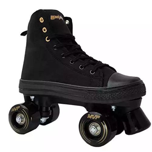 Lenexa MVP 2.0 Roller Skates for Kids and Adults | Roller Skate Shoes for Men and Women | Outdoor High-Top Sneaker Roller Shoes | Full Lace Up Ankle Support | Black (Ladies 4)