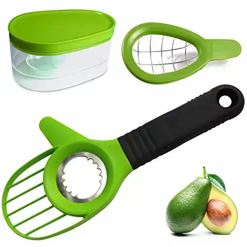 Avocado 3 Piece Set Avocado Slicer, Knife, Peeler, Pitter, Cuber, Dicer, Keeper For Everything That You Will Ever Need For Your Avocados