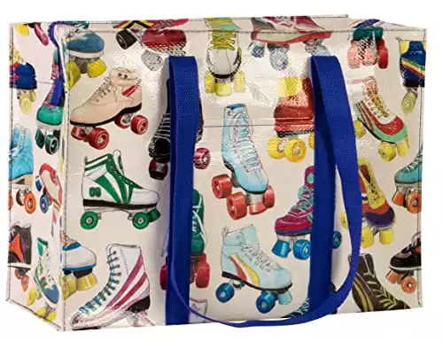 Blue Q Roller Skates Shoulder Tote is the carry-everywhere bag featuring a hefty zipper, exterior pocket, wrap-around straps, reinforced floor, 95% recycled material, 11" h x 15" w x 6.25&qu...